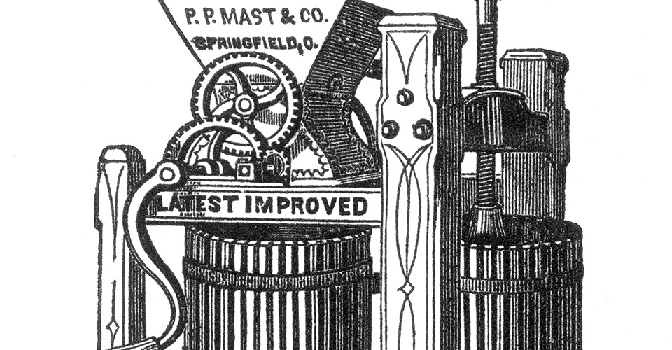 black and while illustration of a cider mill