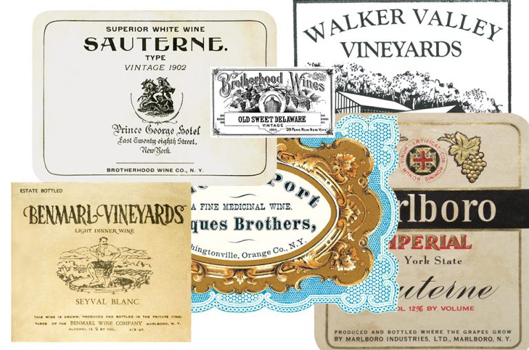 Vintage Hudson Valley wine labels
