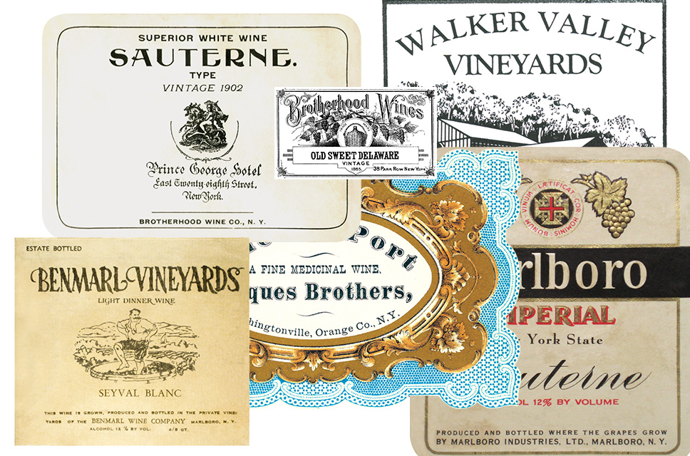 Vintage Hudson Valley wine labels