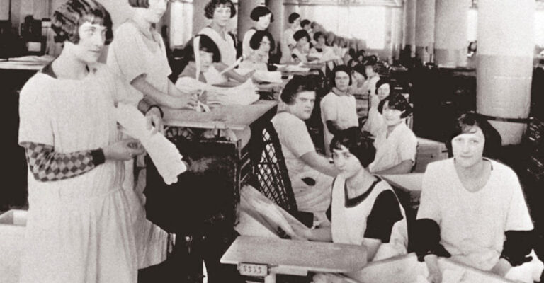 vintage photo of female factory workers