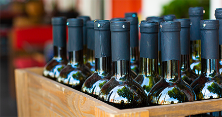 bottles in a bin
